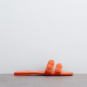 Zara Flat Rubberized Studded Sandals
